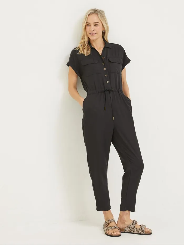 Women Jumpsuits and Playsuits Fat Face Black Una Jumpsuit