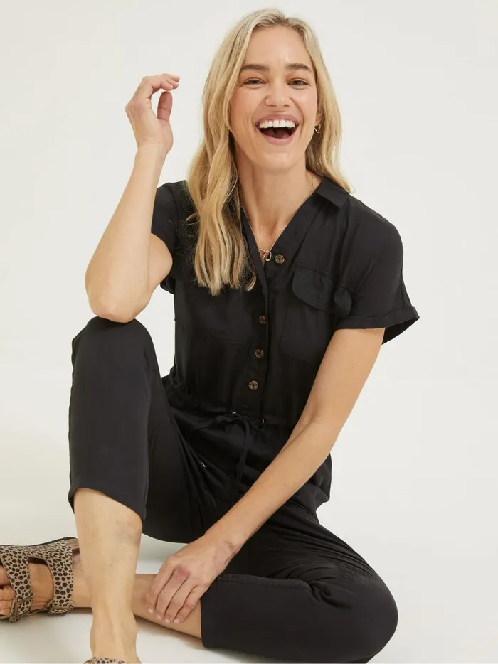Women Jumpsuits and Playsuits Fat Face Black Una Jumpsuit