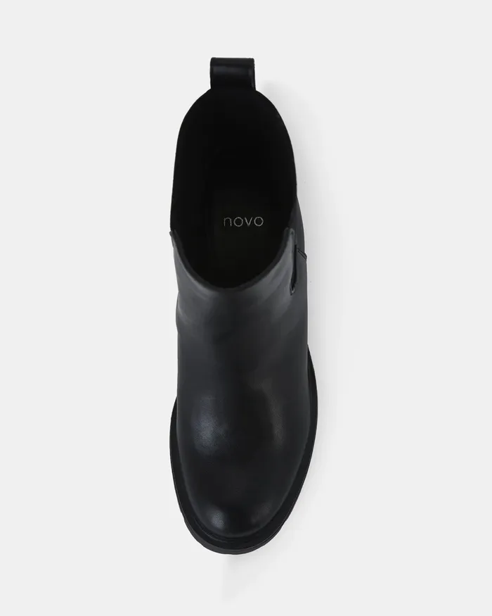 Women KATEY BLACK Slip On Boots Ankle Boots NOVO Shoes