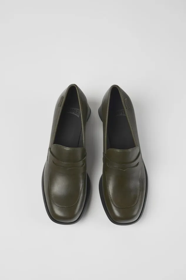Women Kiara Green Leather Heels Camper Formal Shoes Women Kiara Green Leather Heels Camper Formal Shoes