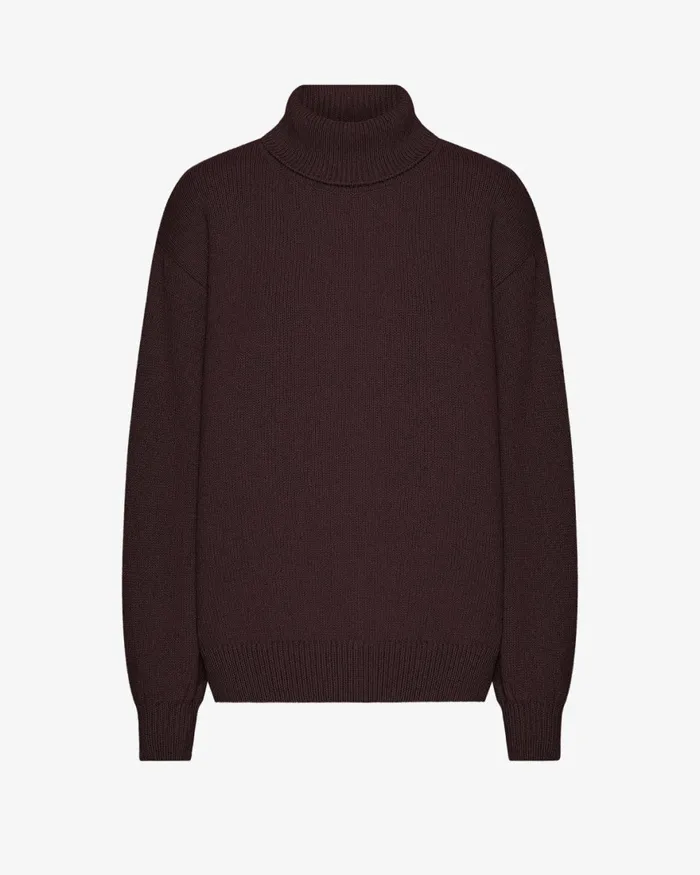 Women Knit Sweaters Colorful Standard Merino Wool Turtleneck Oxblood Red