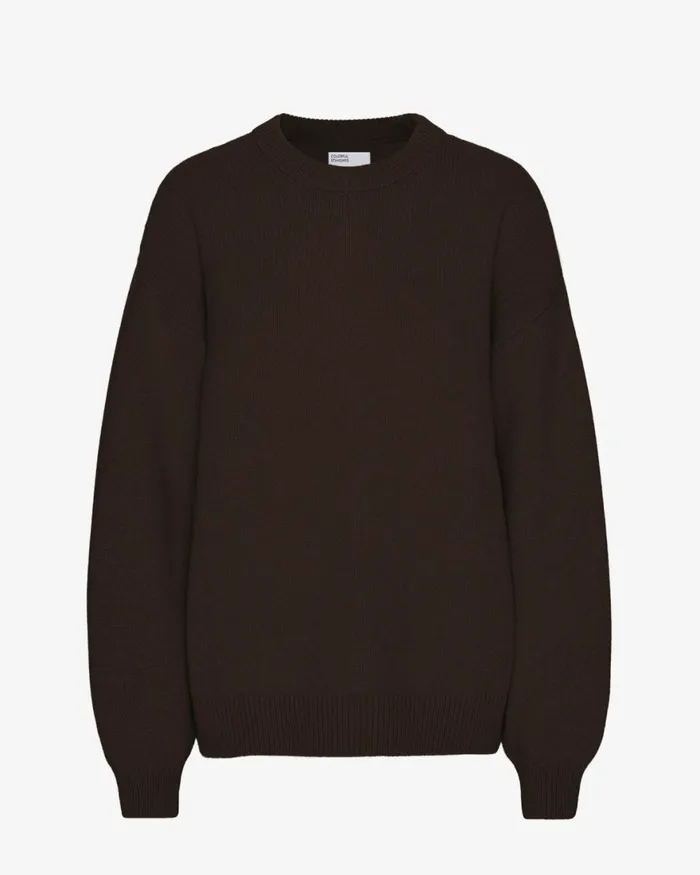 Women Knit Sweaters Colorful Standard Oversized Merino Wool Crew Coffee Brown