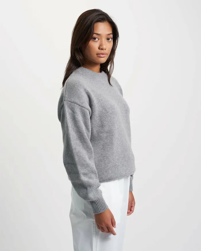 Women Knit Sweaters Colorful Standard Oversized Merino Wool Crew Coffee Brown