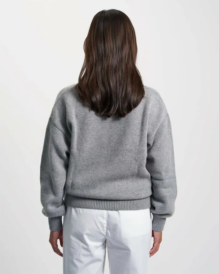 Women Knit Sweaters Colorful Standard Oversized Merino Wool Crew Coffee Brown