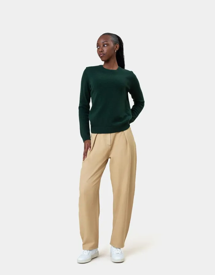 Women Knit Sweaters Colorful Standard Women Classic Merino Wool Crew Coffee Brown