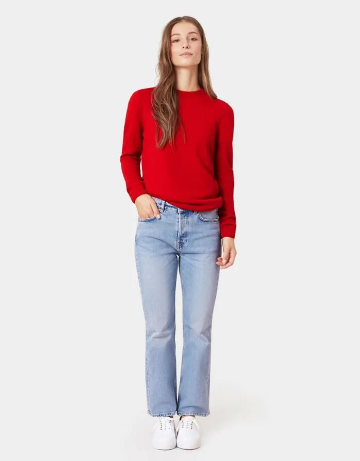 Women Knit Sweaters Colorful Standard Women Light Merino Wool Crew Coffee Brown