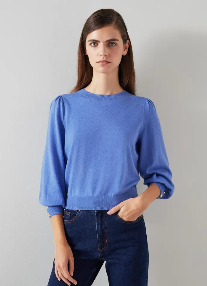 Women Knitwear LKBennett Diana Blue Cotton And Sustainably Sourced Merino Jumper Wedgewood Women Knitwear LKBennett Diana Blue Cotton And Sustainably Sourced Merino Jumper Wedgewood