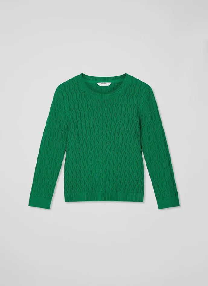 Women Knitwear LKBennett Keaton Green Cotton OpenWeave Jumper Green Women Knitwear LKBennett Keaton Green Cotton OpenWeave Jumper Green