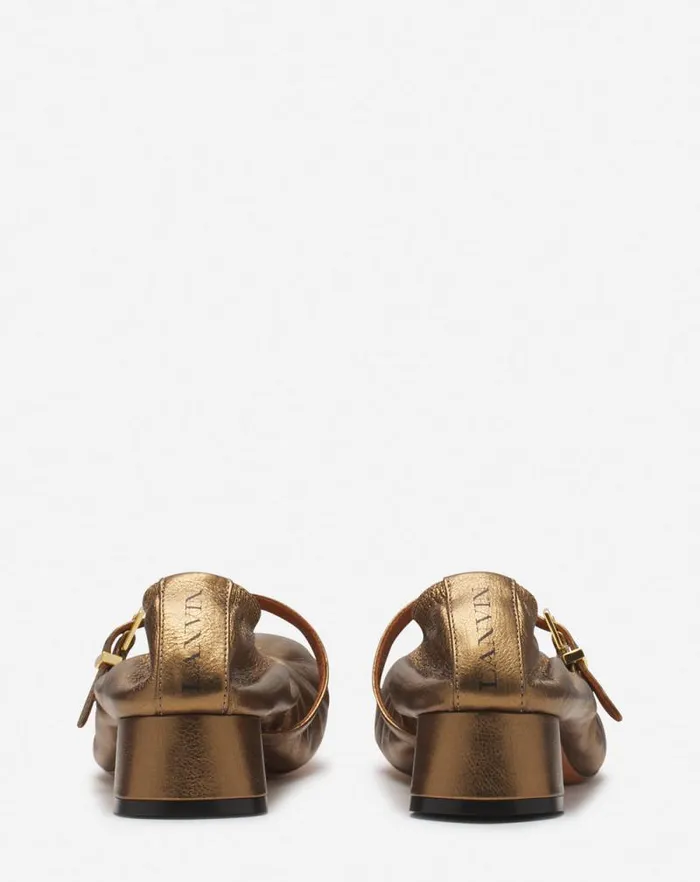 Women Lanvin Ballerinas Mary Janes With Metallic Leather Heels Bronze Women Lanvin Ballerinas Mary Janes With Metallic Leather Heels Bronze