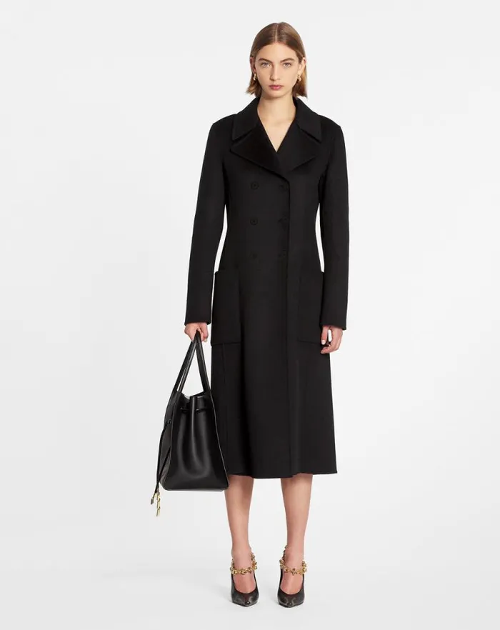 Women Lanvin Coats and Jackets Long Coat In Doublefaced Cashmere Black Women Lanvin Coats and Jackets Long Coat In Doublefaced Cashmere Black
