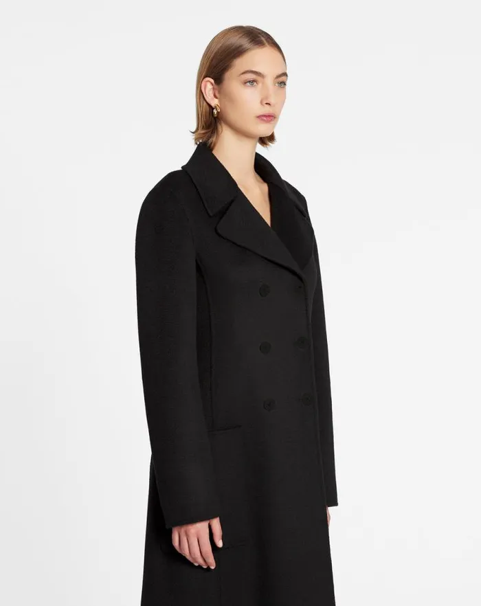 Women Lanvin Coats and Jackets Long Coat In Doublefaced Cashmere Black Women Lanvin Coats and Jackets Long Coat In Doublefaced Cashmere Black