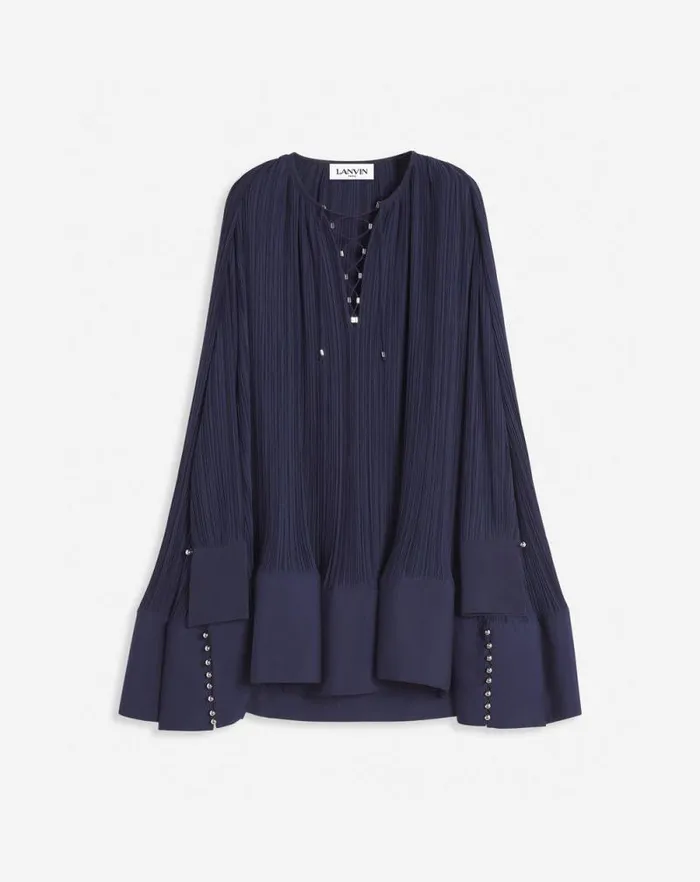 Women Lanvin Dresses Flared Pleated Dress Japanese Ink