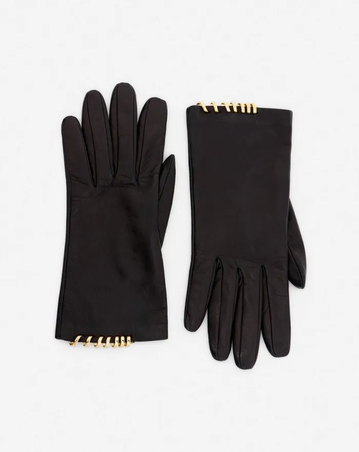 Women Lanvin Gloves Melodie By Lanvin Leather Gloves Black