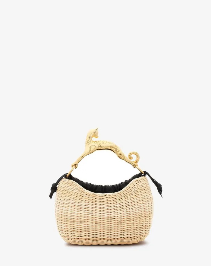 Women Lanvin Hobo Wicker Hobo Cat Bag Sm Naturalblack