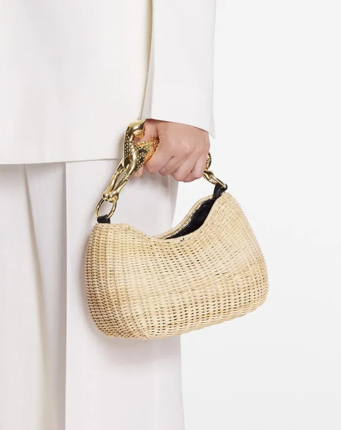 Women Lanvin Hobo Wicker Hobo Cat Bag Sm Naturalblack Women Lanvin Hobo Wicker Hobo Cat Bag Sm Naturalblack