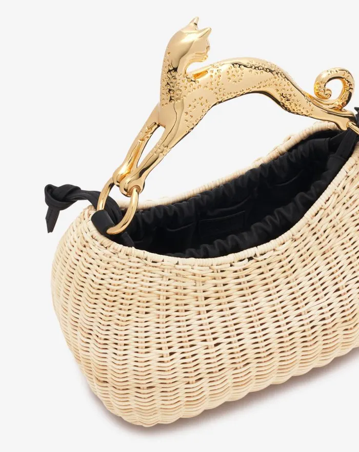 Women Lanvin Hobo Wicker Hobo Cat Bag Sm Naturalblack Women Lanvin Hobo Wicker Hobo Cat Bag Sm Naturalblack