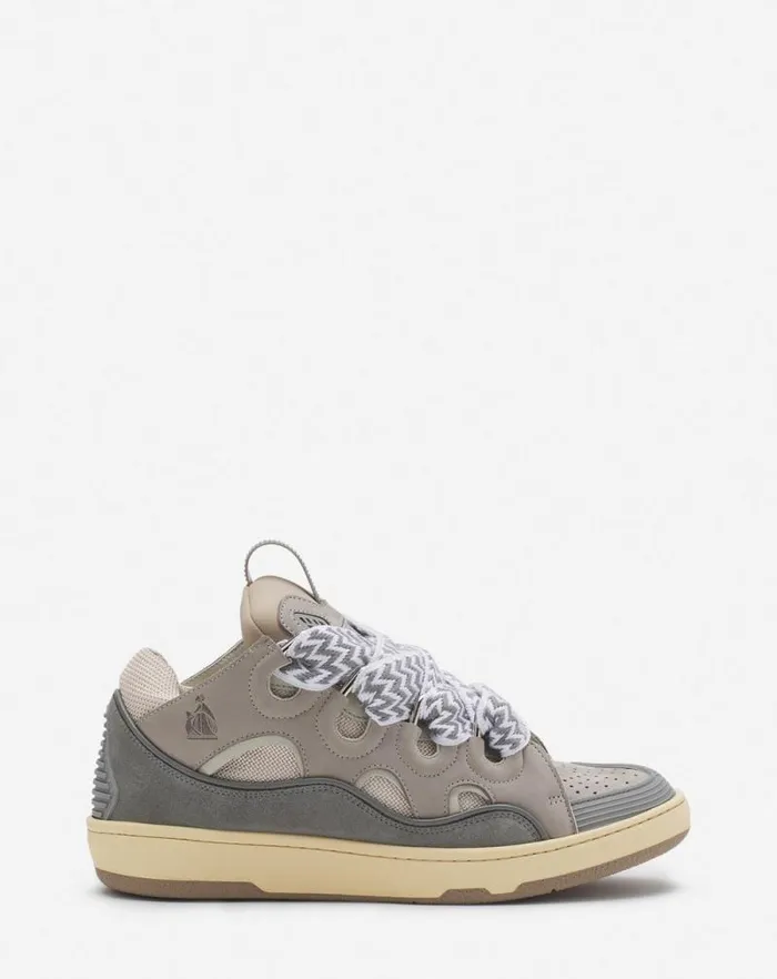 Women Lanvin Sneakers Leather Curb Sneakers Grey
