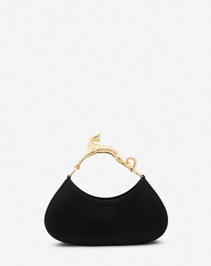 Women Lanvin Tote Bags and Top Handle Bags Hobo Cat Bolide Leather Bag Black