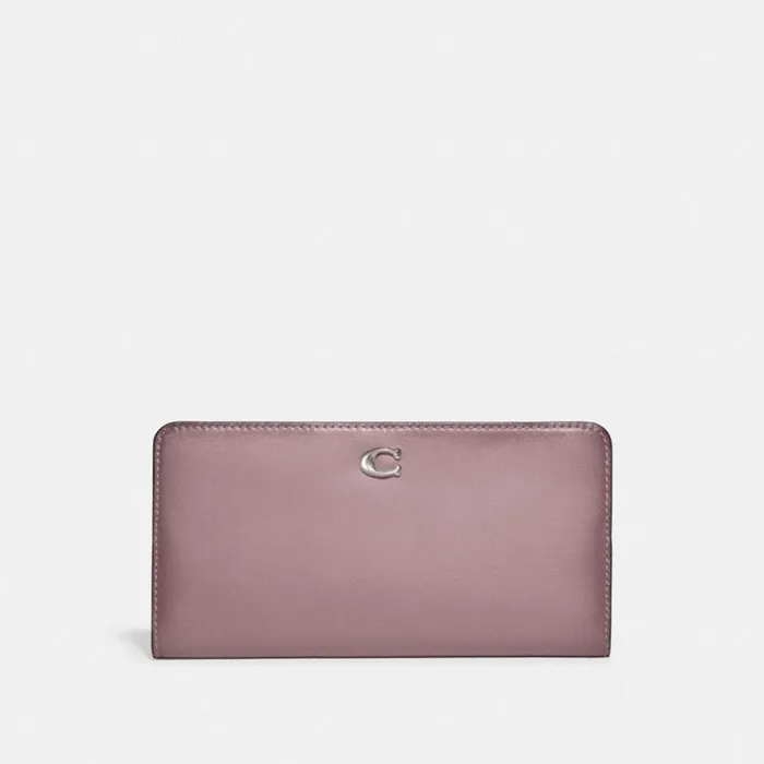 Women Large Wallets Coach Skinny Wallet Silverfaded Purple