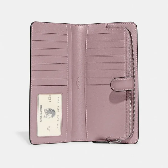Women Large Wallets Coach Skinny Wallet Silverfaded Purple