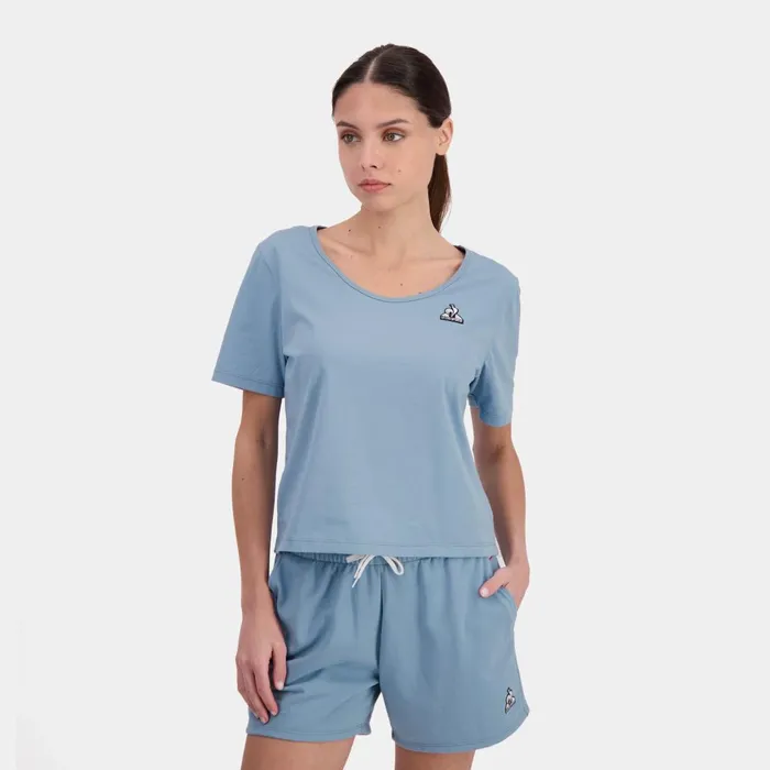 Women Le Coq Sportif Tshirts Polos Shirts And Tops Essentiels Tshirt Femme Faded Denim Women Le Coq Sportif Tshirts Polos Shirts And Tops Essentiels Tshirt Femme Faded Denim