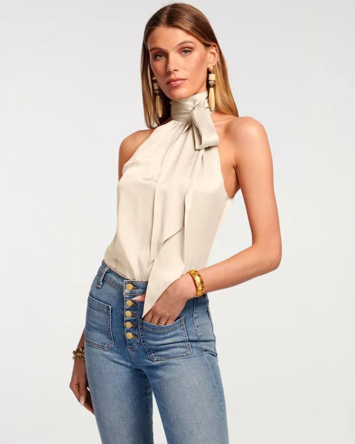 Women Lori High Neck Tank Top Sandstone Ramy Brook Tops