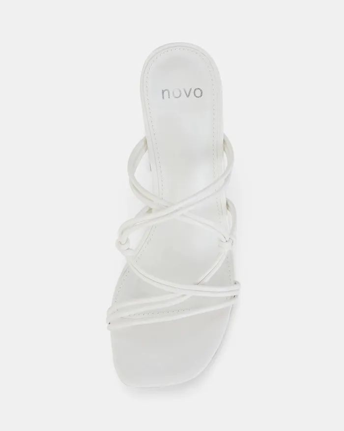 Women LUCKIE WHITE Heeled Sandals Party NOVO Shoes