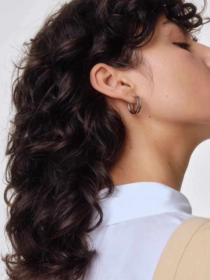 Women Lumi PalladiumPlated Hoop Earrings Aeyde Earrings