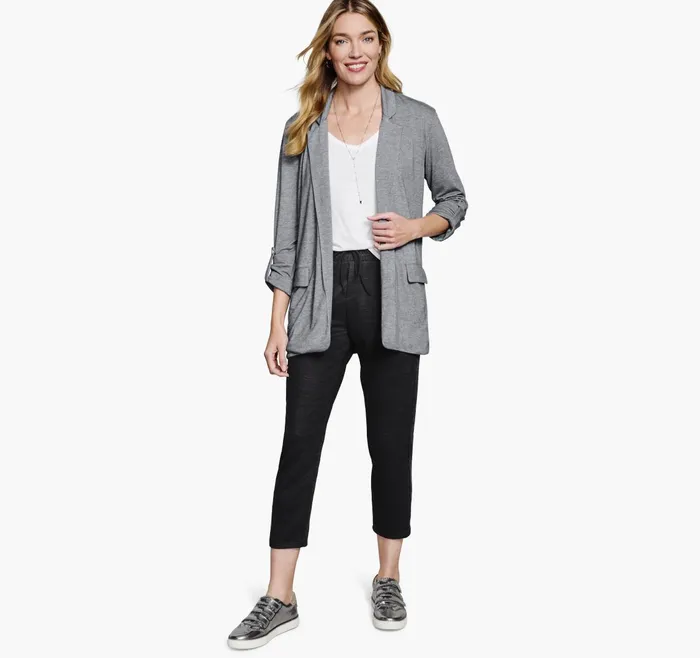 Women Mlange Knit Blazer Charcoal JohnstonandMurphy Shirts Sweaters and Blazers Women Mlange Knit Blazer Charcoal JohnstonandMurphy Shirts Sweaters and Blazers