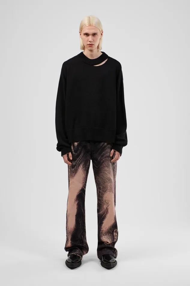 Women Melange Knit Sweater Black Melange Knit Sweater Camper Knit