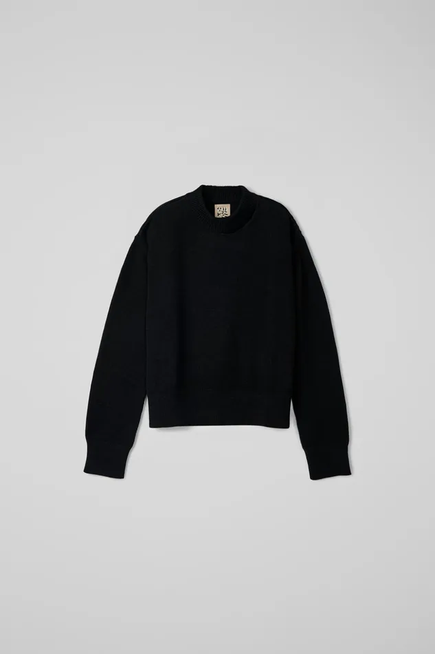 Women Melange Knit Sweater Black Melange Knit Sweater Camper Knit Women Melange Knit Sweater Black Melange Knit Sweater Camper Knit