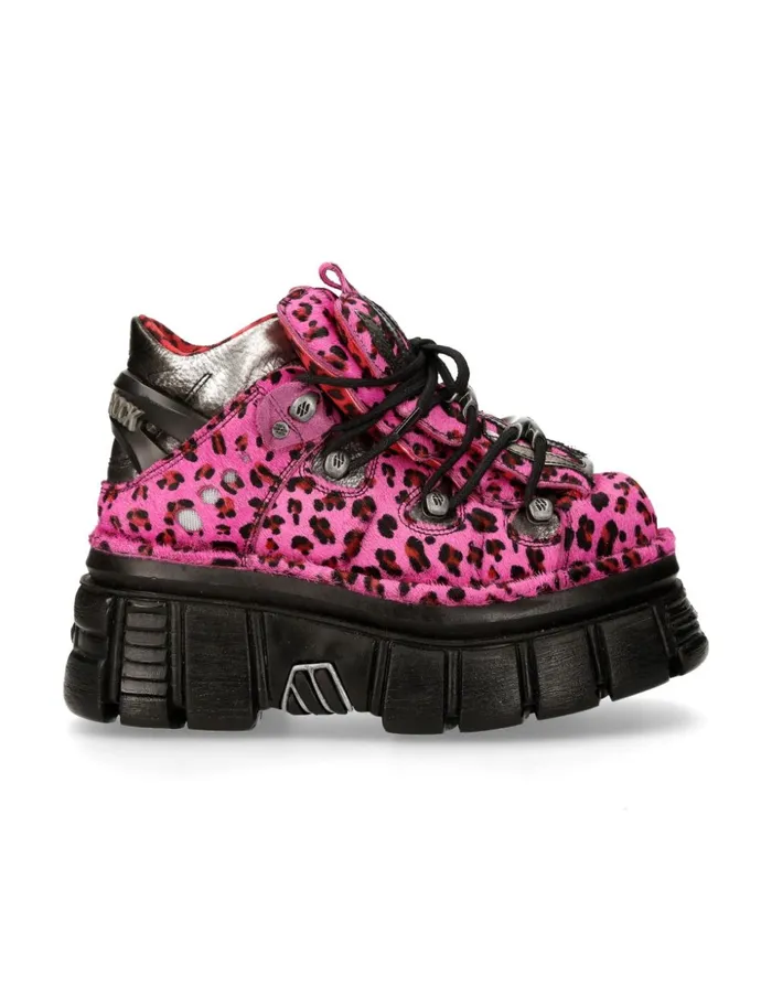 WomenMen Ankle Boot Animal Print Tower With Laces MMet011C7 New Rock Booties WomenMen Ankle Boot Animal Print Tower With Laces MMet011C7 New Rock Booties