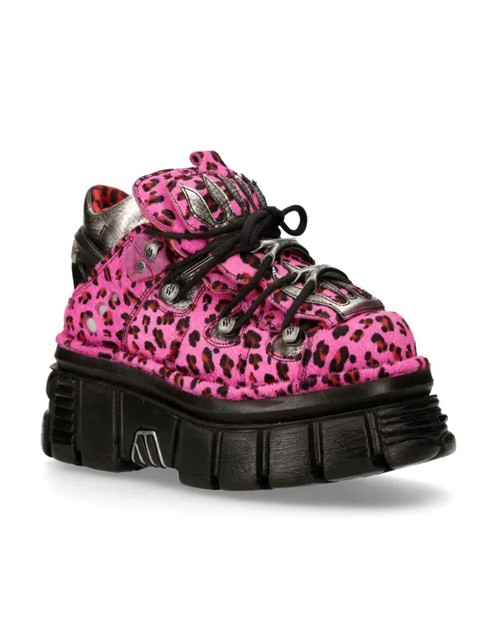 WomenMen Ankle Boot Animal Print Tower With Laces MMet011C7 New Rock Booties WomenMen Ankle Boot Animal Print Tower With Laces MMet011C7 New Rock Booties