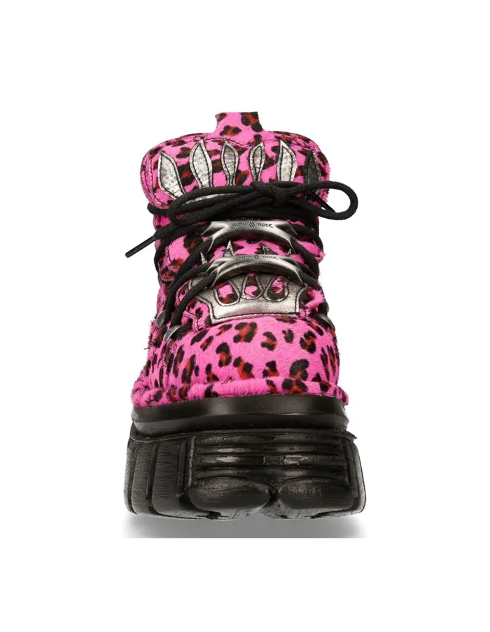 WomenMen Ankle Boot Animal Print Tower With Laces MMet011C7 New Rock Booties WomenMen Ankle Boot Animal Print Tower With Laces MMet011C7 New Rock Booties