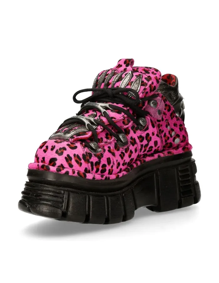 WomenMen Ankle Boot Animal Print Tower With Laces MMet011C7 New Rock Booties WomenMen Ankle Boot Animal Print Tower With Laces MMet011C7 New Rock Booties