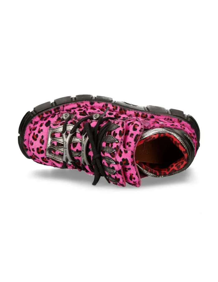WomenMen Ankle Boot Animal Print Tower With Laces MMet011C7 New Rock Booties WomenMen Ankle Boot Animal Print Tower With Laces MMet011C7 New Rock Booties