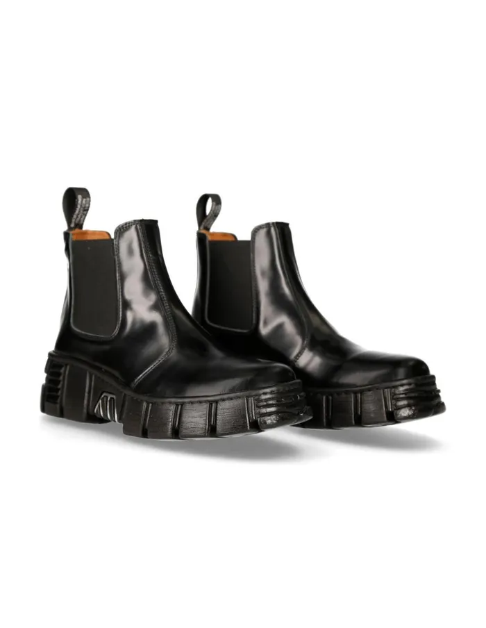WomenMen Ankle Boot Black Tower MWall007nC2 New Rock Boots