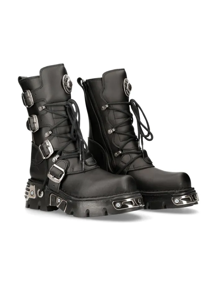 WomenMen Boot Black Reactor With Laces M373S7 New Rock Boots