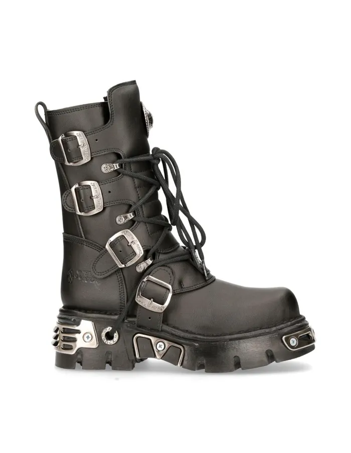 WomenMen Boot Black Reactor With Laces M373S7 New Rock Boots WomenMen Boot Black Reactor With Laces M373S7 New Rock Boots