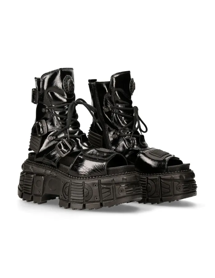 WomenMen Boot Black Tank MBios107S5 New Rock Platform
