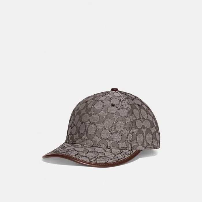 WomenMen Hats Scarves and Gloves Coach Signature Jacquard Baseball Hat Oak