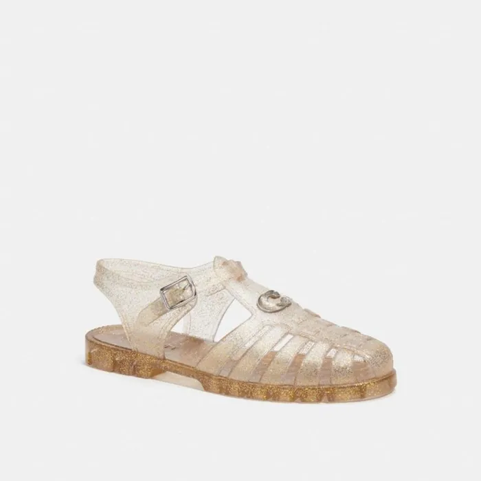 WomenMen Sandals Coach Jelly Fisherman Sandal Gold