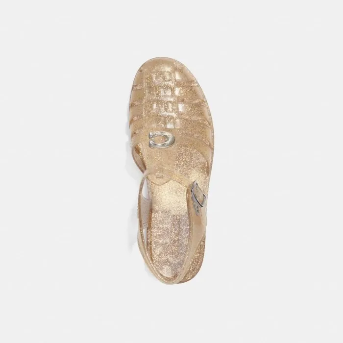 WomenMen Sandals Coach Jelly Fisherman Sandal Gold