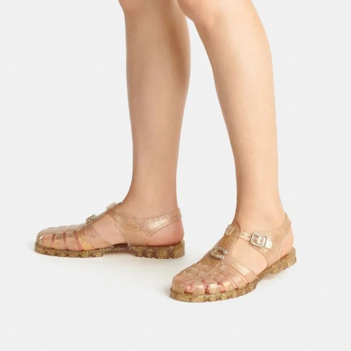 WomenMen Sandals Coach Jelly Fisherman Sandal Gold