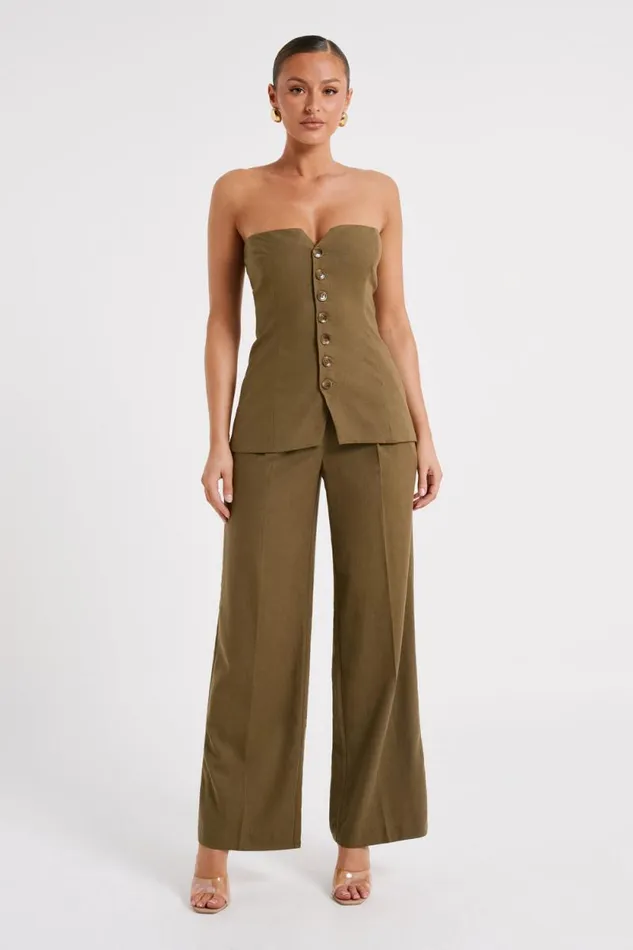 Women Meshki Bottoms Adina Linen Pant 8211 Olive