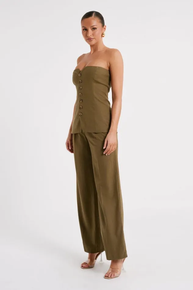 Women Meshki Bottoms Adina Linen Pant 8211 Olive