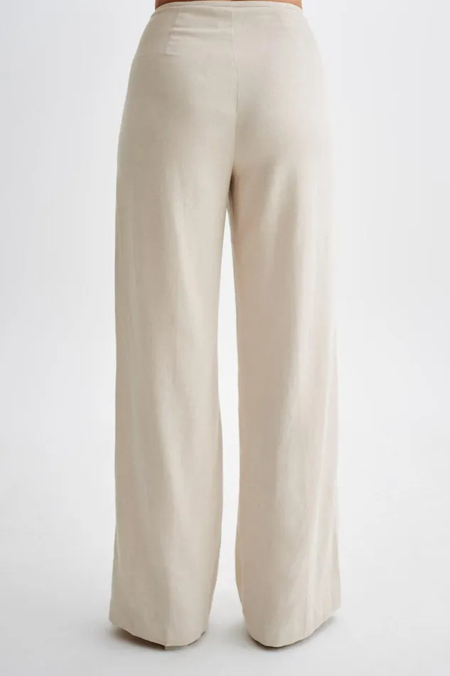 Women Meshki Bottoms Adrina Straight Leg Linen Pant 8211 Natural