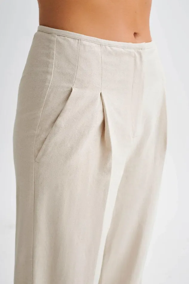 Women Meshki Bottoms Adrina Straight Leg Linen Pant 8211 Natural