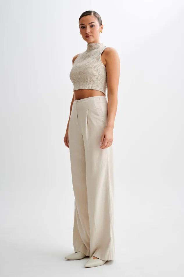 Women Meshki Bottoms Adrina Straight Leg Linen Pant 8211 Natural
