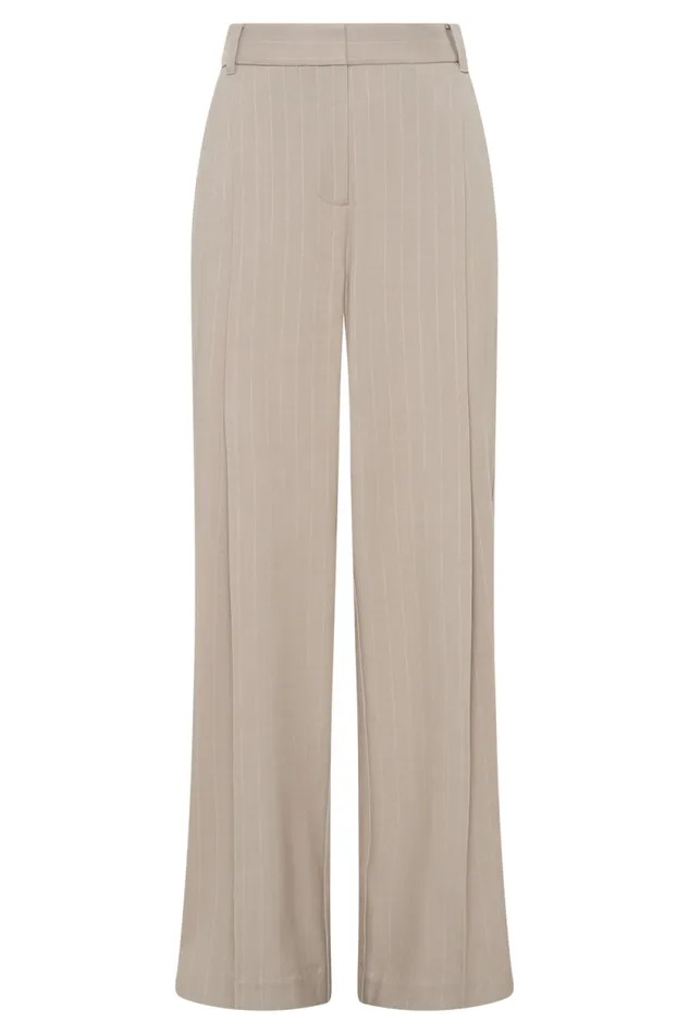 Women Meshki Bottoms Amelie Suiting Straight Leg Pants 8211 Taupe Pinstripe